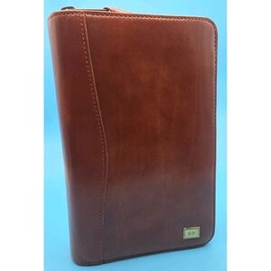 Vintage Day-Timer Brown Leather 6-Ring Planner Binder 8.5x5.5" W/Address Book